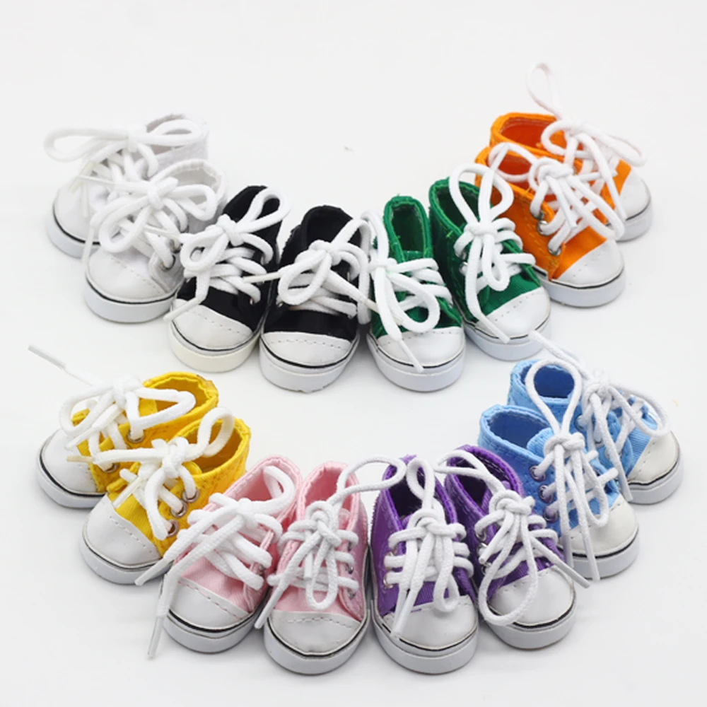 

5*2.8CM Canvas Mini Toy Shoes For EXO Dolls For 14.5 Inch Doll wellie wishers Boots Accessories Girl Dolls Gift Toys