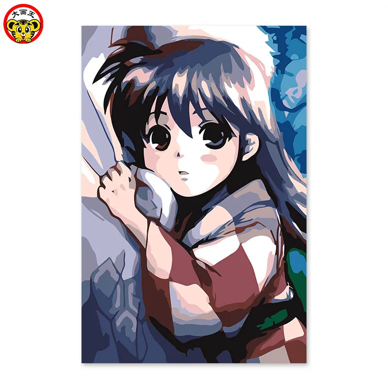 Большие Глаза японский стиль девушка Inuyasha Аниме Сделай Сам Цифровая живопись