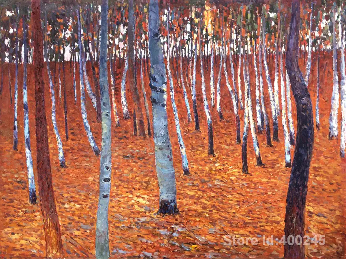 Golden Portrait Beech Forest I 36x48inch by Gustav Klimt Oil painting