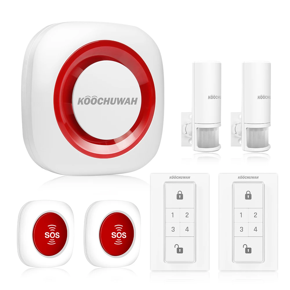 

KOOCHUWAH GSM Security Alarm System Wireless PIR Sensor Motion Detector Loud Voice System Alarm GSM SMS Alarm Home Smart Price