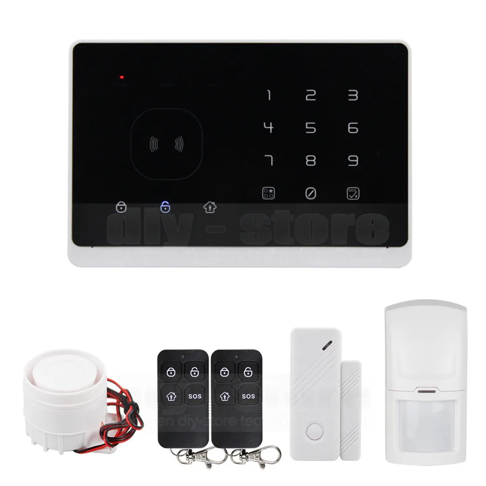 DIYSECUR Quality GSM RFID font b Alarm b font System with Touch Screen and SMS APP