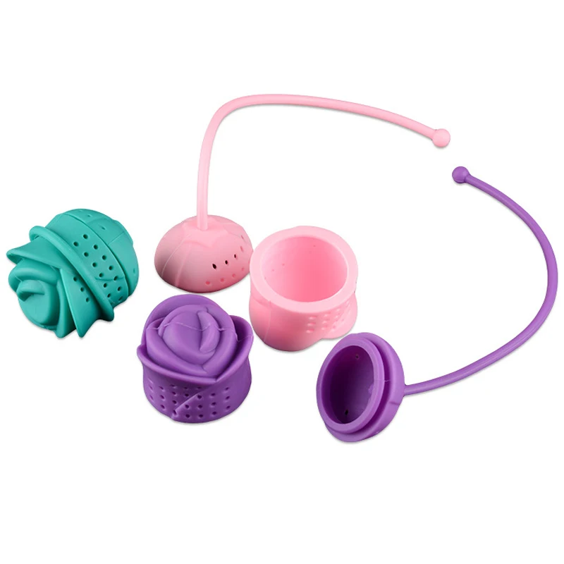 New Rose Silicone Tea Infuser Kitchen Gadgets Silicone Flower Tea Bag