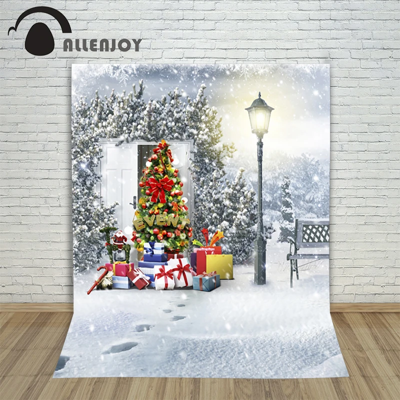 

Christmas background photography studio Snow winter street lamp gift child photocall wonderland fond studio noel new Year