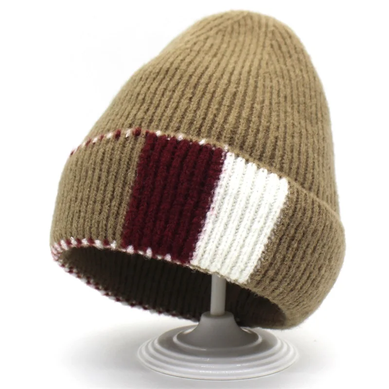 Minhui, новинка, осенне-зимняя шапка, теплые шерстяные вязаные шапки для женщин, модные шапки бини, женские шапки Gorro Skullies - Цвет: coffee