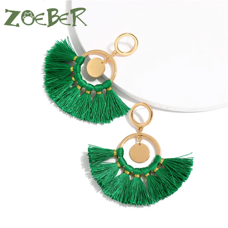 

New Bohemian Fringed black Tassel Earrings Wedding Orange Hanging Earrings for Women Punk Statement Drop Earings Jewelry