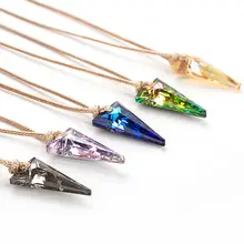 New Bling Sparkly Triangle Crystal Faceted Pendant Adjustable Length Summer Necklace Crystal Pendant Chockers for Women charming coin triangle pendant necklace for women