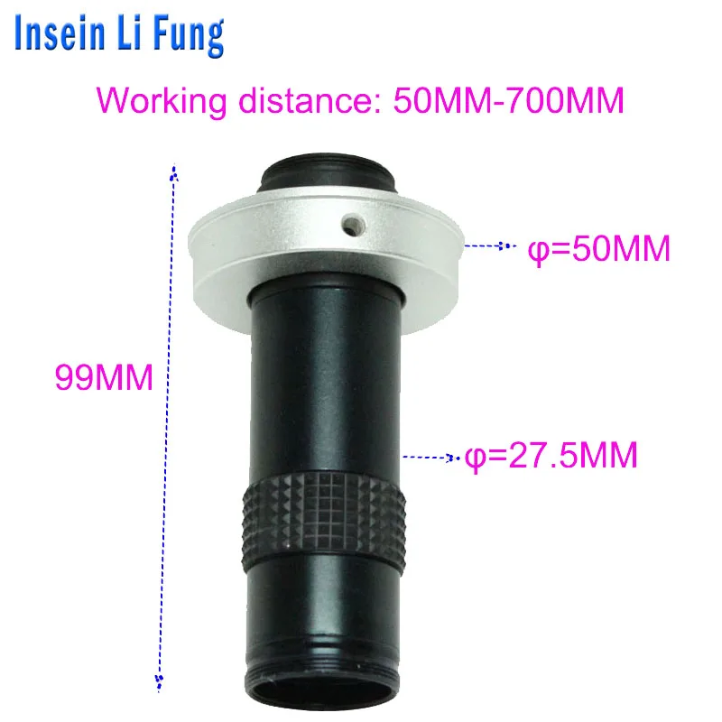 Free Shipping Industrial Digital Video Microscope Camera 5X-100X High Working Distance Large Area Inspection C-mount Lens | Инструменты