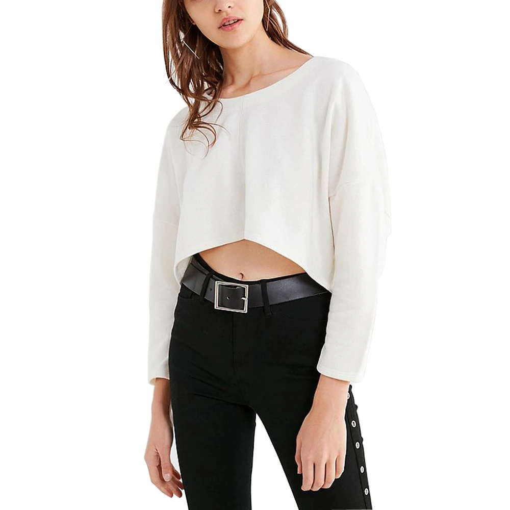 

Cropped Sweatshirt Women Pullover Ariana Grande Got7 Harajuku Kpop Blackpink Monsta X White Cotton Crop Top Sweatshirts