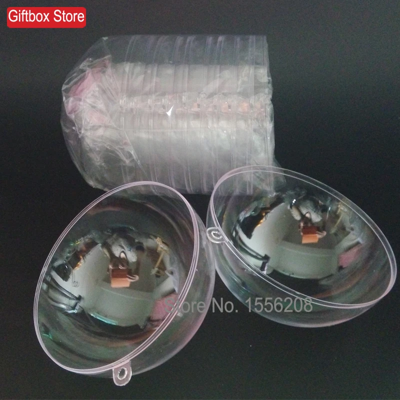 

Clear DIY Opening Plastic Ball Craft Decorative Ornaments 100mm,with hook on top,Pack of 12