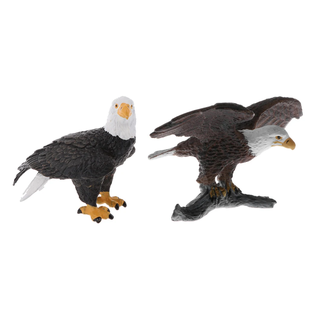 Lifelike Forest Bald Eagle Figures Animal Model Bird Figurine PVC Home/Office Decor Ornaments Decoration Statue Toys