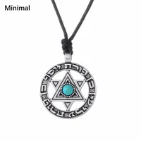 Minimal Viking Pendant &Necklace Star of David Hebrew Jewish Jewelry Blue Rrinstone Wicca Jewelry Accessories