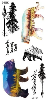 

Waterproof Temporary Tattoo sticker forest Bear tiger arrow tree hot aminal tattoo Water Transfer fake tatoo for men women