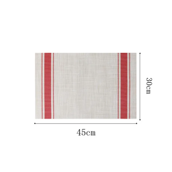 Креативные ПВХ тканые полосы подстилки для обеденного стола Коврик Прямоугольник водонепроницаемый теплоизолированные Нескользящие подстилки чаша подстаканник - Цвет: red