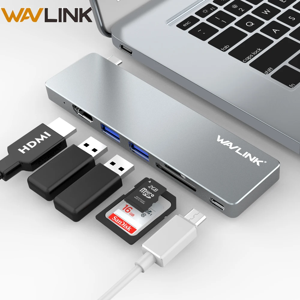 Wavlink USB C концентратор к HDMI 4K адаптер Тип питание доставка SD/Micro SD кард ридер 3 0 для