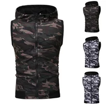 Мужской Топ с капюшоном ropa hombre, бодибилдинг, летний Камуфляжный спортивный топ на молнии, майка без рукавов, майка debardeur homme