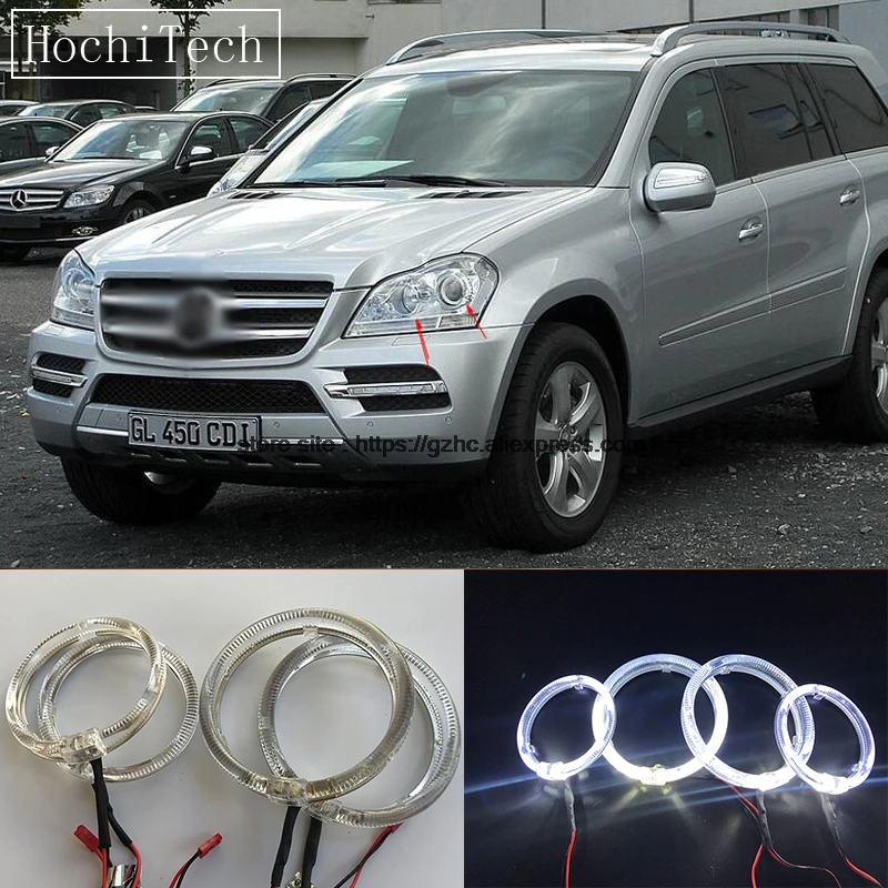 HochiTech Cree LED Chip Light Guide Angel Eyes Kit Halo Кольцо с диммером для Mercedes Benz GL Class X164 GL450 2007 2012|light