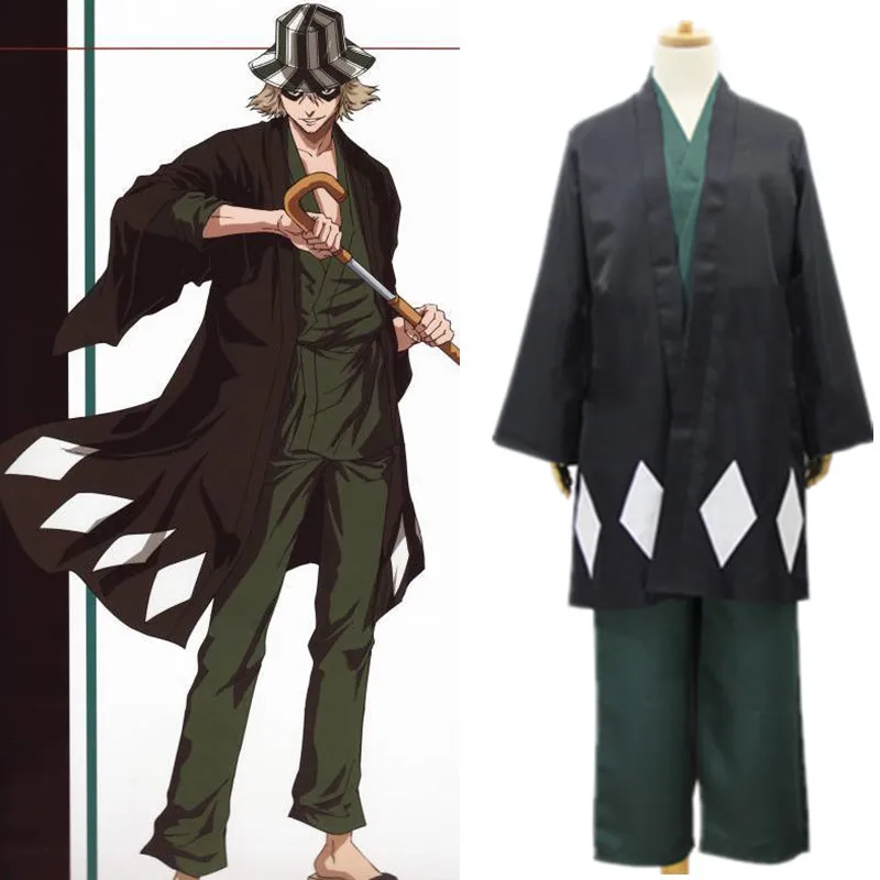 

Anime BLEACH Urahara Kisuke Cosplay Costume Japanese kimono Uniform Clothes Halloween costumes Suit Cloak Top Pants Hat Outfit