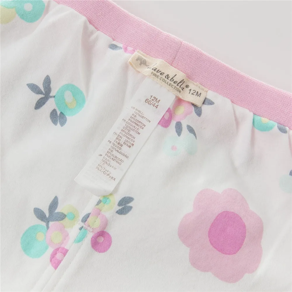 DB4651 dave bella/Осенняя детская одежда для сна детская пижама комплект одежды с цветочным принтом и бабочкой яркие пижамы