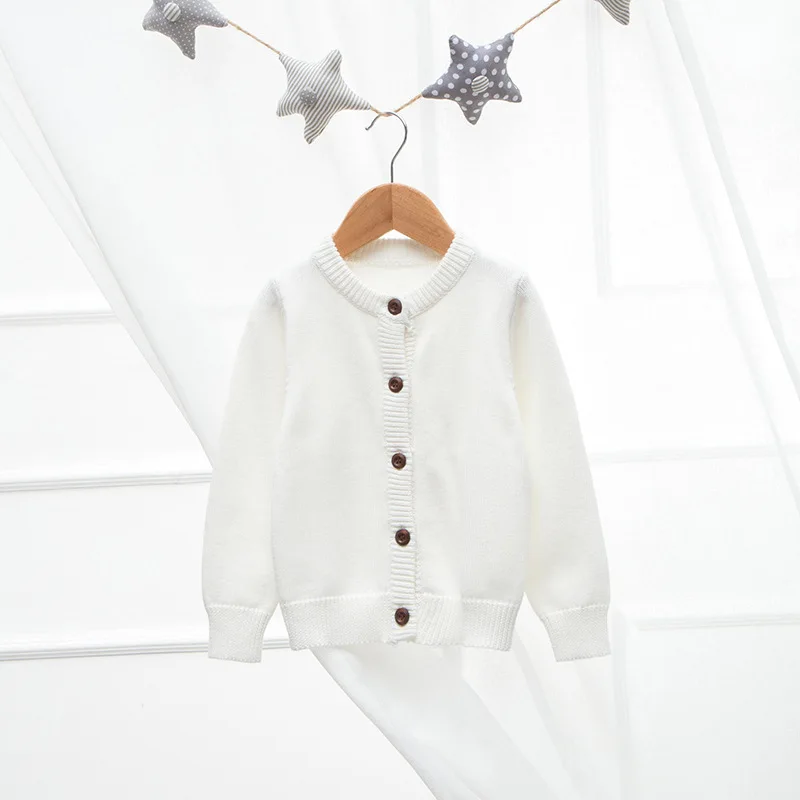 Детский вязаный кардиган, Осенний Детский свитер, одежда для мальчиков, детские свитера, кардиган для маленьких девочек, однобортная куртка - Цвет: White