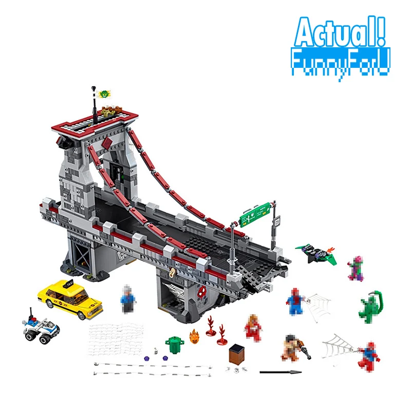 

Lepin 07038 super heroes Spiderman Web Warrior Bridge Battle toys for children building blocks Compatibly marvel 76057