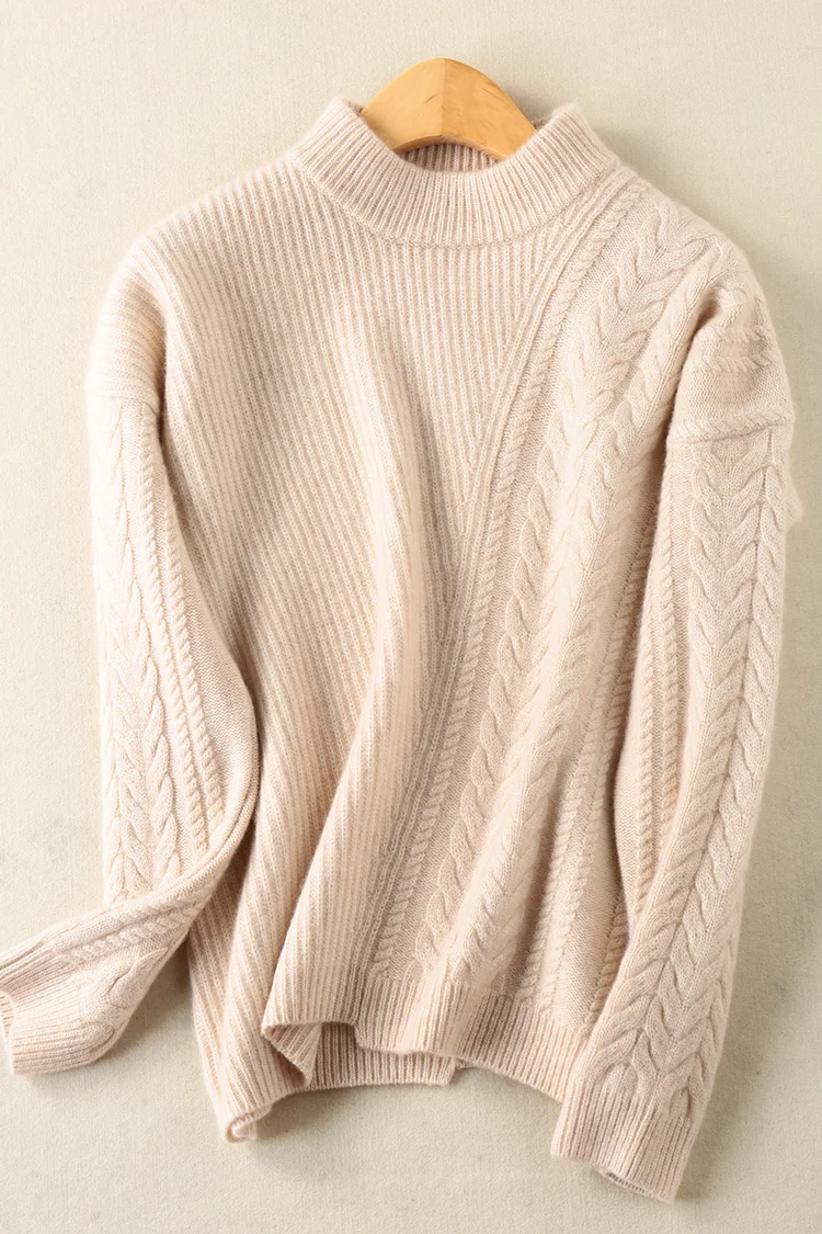 Женский свитер зимний двойной утолщение свободный круглый вырез женский кашемировый свитер однотонный длинный рукав теплый вязаный пуловер