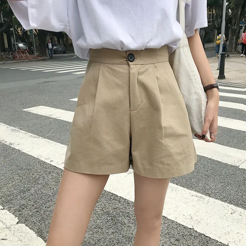 HziriP новые корейские 2019 летние винтажные Свободные Женские однотонные короткие джинсы женские модные джинсовые шорты с высокой талией 2