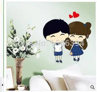 Cute Couple Love Stickers Living Room Bedroom Wall Stickers
