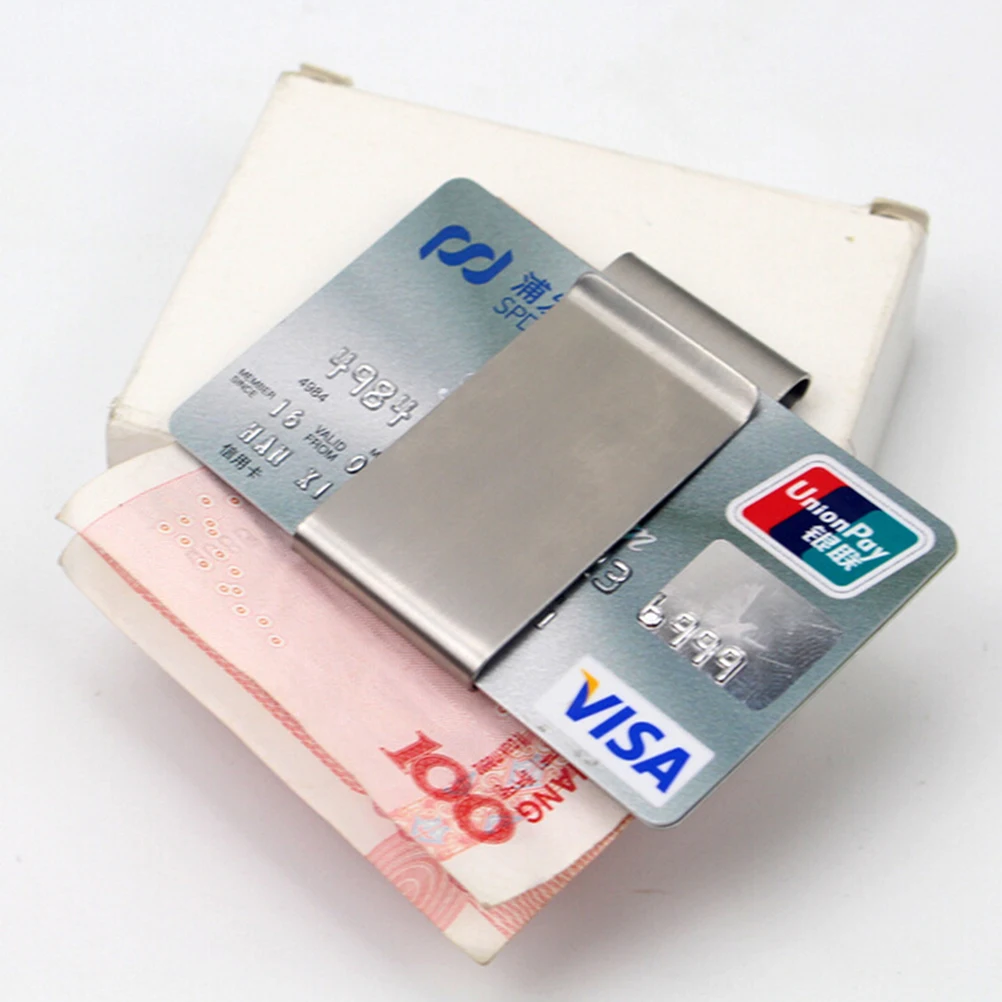 1PCS Silver Stainless Steel Slim Double Sided Men Women Money Clip Wallet Metal Credit Card Money Holder Steel Clip Clamp metal money clip,credit card holder