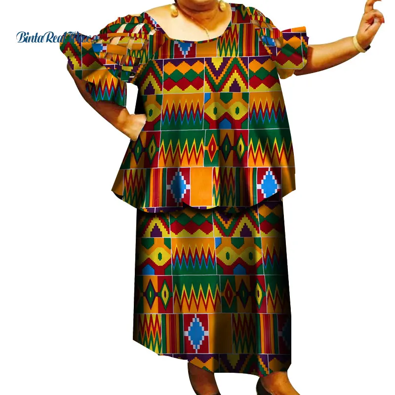 Bazin Riche топ с полым рукавом и юбки, комплекты для женщин, Повседневная традиционная африканская Женская одежда, 2 предмета, юбки, комплекты WY3996 - Цвет: 16