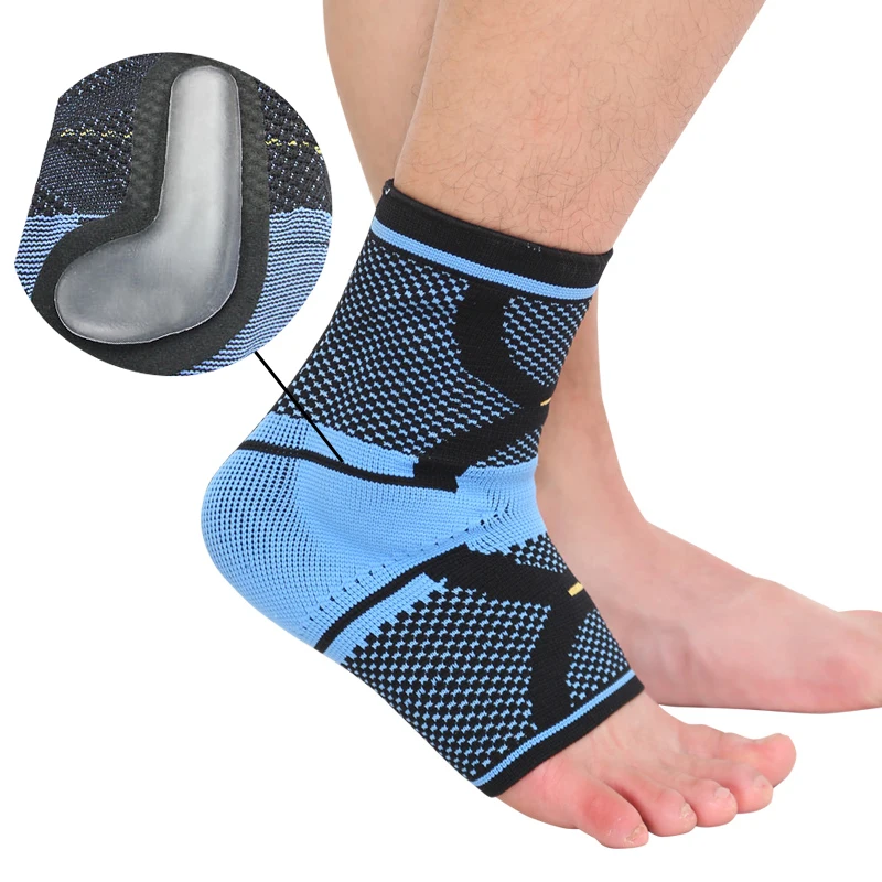1PCS Two way elastic weaving Ankle Support brace Built in Silicone