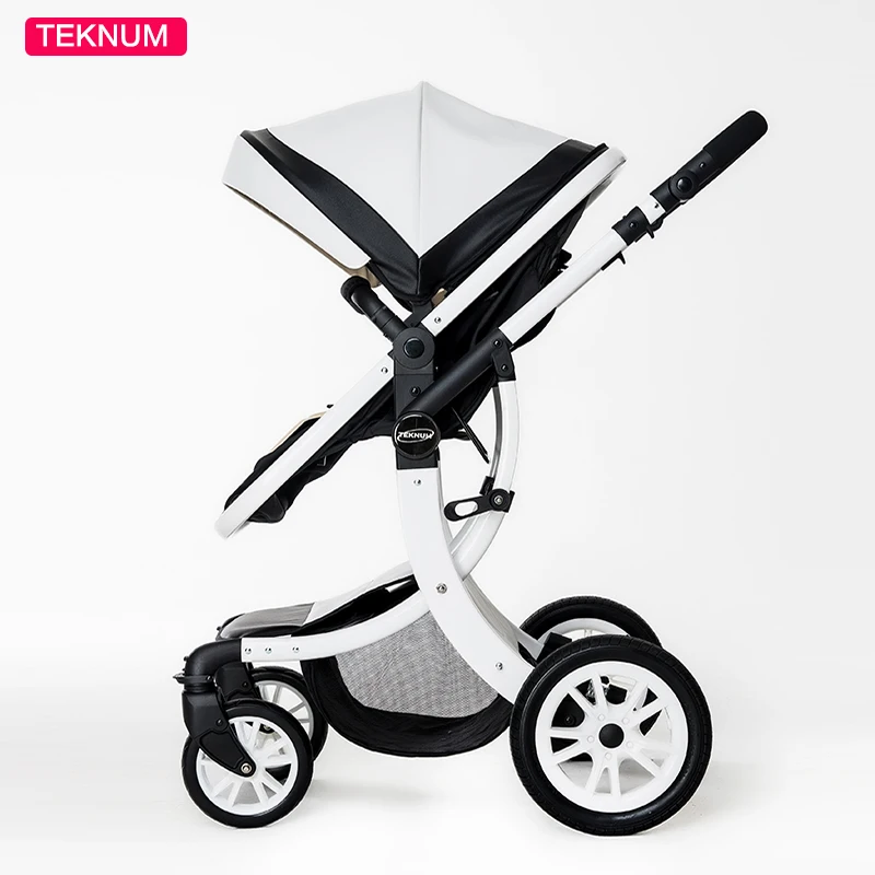 Livraison gratuite Teknum 2 en 1 poussette haute paysage bébé poussette X Design nouveau-né landau Six cadeau gratuit 0-3 ans en cuir bébé landau