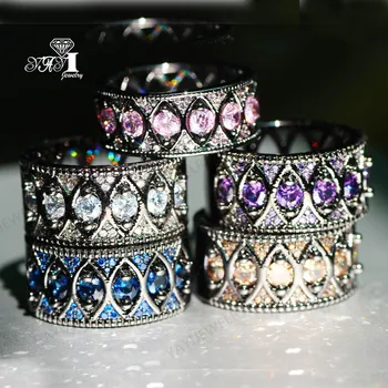 

YaYI Jewelry Princess Cut 8.7 CT Multi Zircon Black Gold Filled Color Engagement Rings wedding Heart Rings Girls Party ring