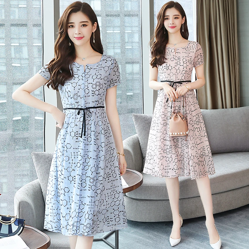 

Plus size Summer Floral Chiffon Midi Dress Boho 2018 Elegant Korean Women Party Maxi sundresses Chic Casual Pink Beach Vestidos