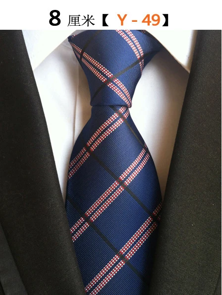 Ricnais Модные Шелковые Мужские галстуки дизайн Галстуки для шеи 8 см клетчатые и полосатые галстуки для мужчин официальная одежда Бизнес Свадебная вечеринка Gravatas - Цвет: 49