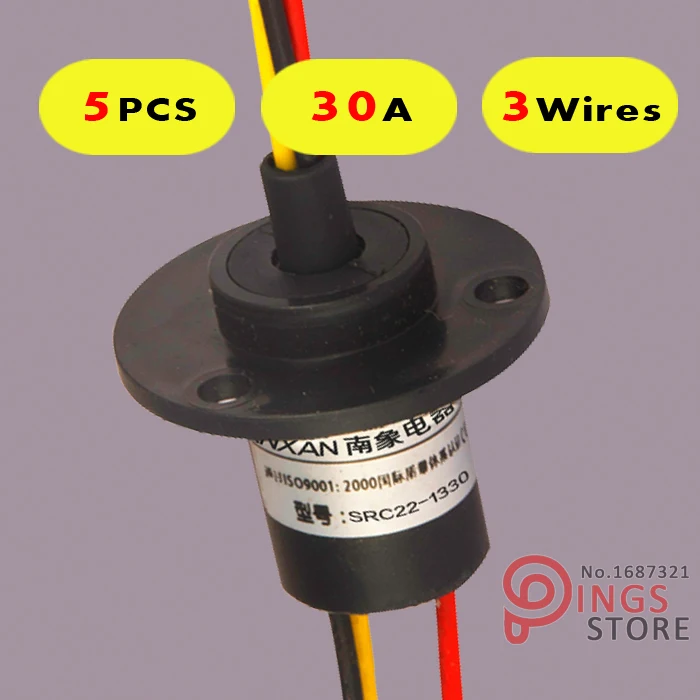 

5PCS 3 Wires/Circuits *30A 22mm wind generator slip ring , wind turbine slip ring ,Rotating Connector capsule slip ring
