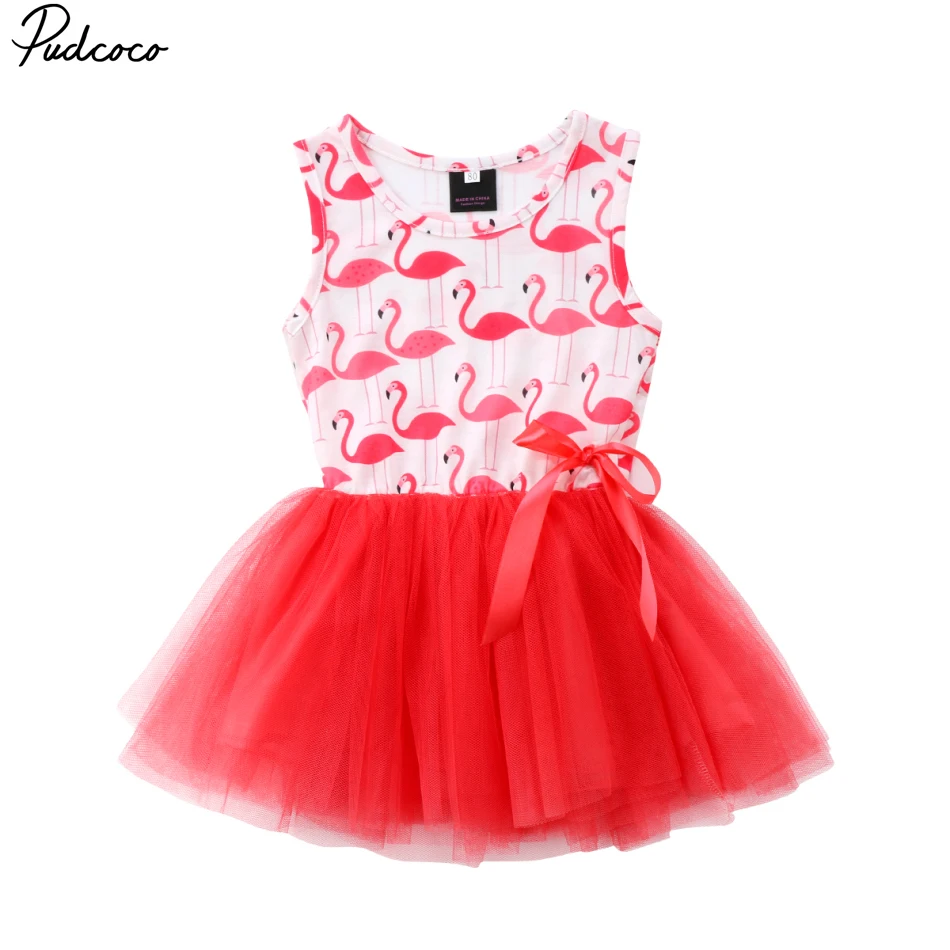 

Pudcoco Hot Sale Cute Flamingo Newborn Kids Baby Girls Sleeveless Dress Clothes Summer Dress