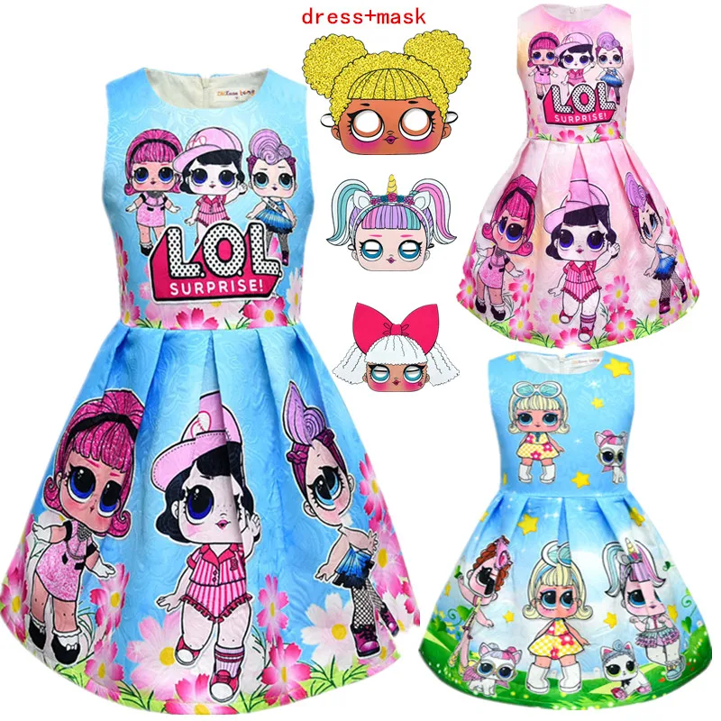 

3-10Y Lol Dolls baby Dresses Summer Cute cartoon Dresses Kids Party Christmas Costumes Children Princess Lol Girls Clothes