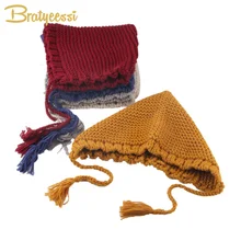 Новая зимняя детская шапка для девочек и мальчиков, детская шапка на шнуровке, детская шапочка ручной работы, Детские аксессуары, 5 цветов