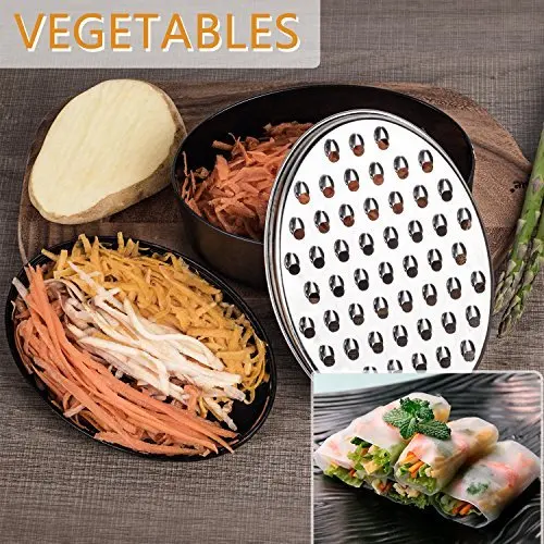 Vegetable box grater with 2 blade