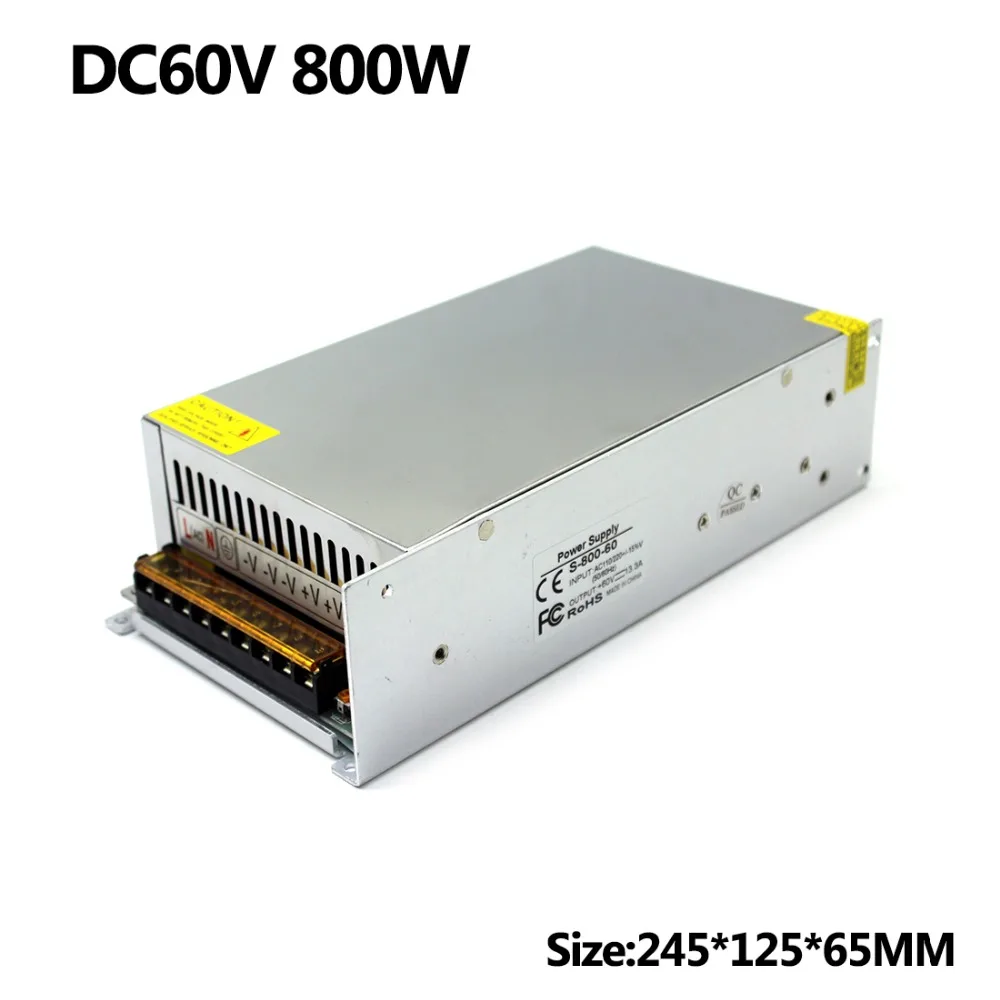 

DC Power Supply 60V 13.3A 800w Led Driver Transformer 220V 110V AC to DC60V switch Power Adapter SMPS for Stepper Motor CNC CCTV