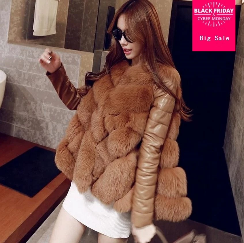 

S-XXXXL Plus size Winter Women's Import Whole FAUX Fox Fur jacket High-Grade Faux Fur Coat Leisure Shitsuke Women Coat wj160