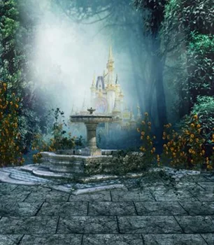 

Cinderella Princess Royal Castle Coastal Patio Tree Backgrounds Vinyl cloth High quality Computer print wall backdrop