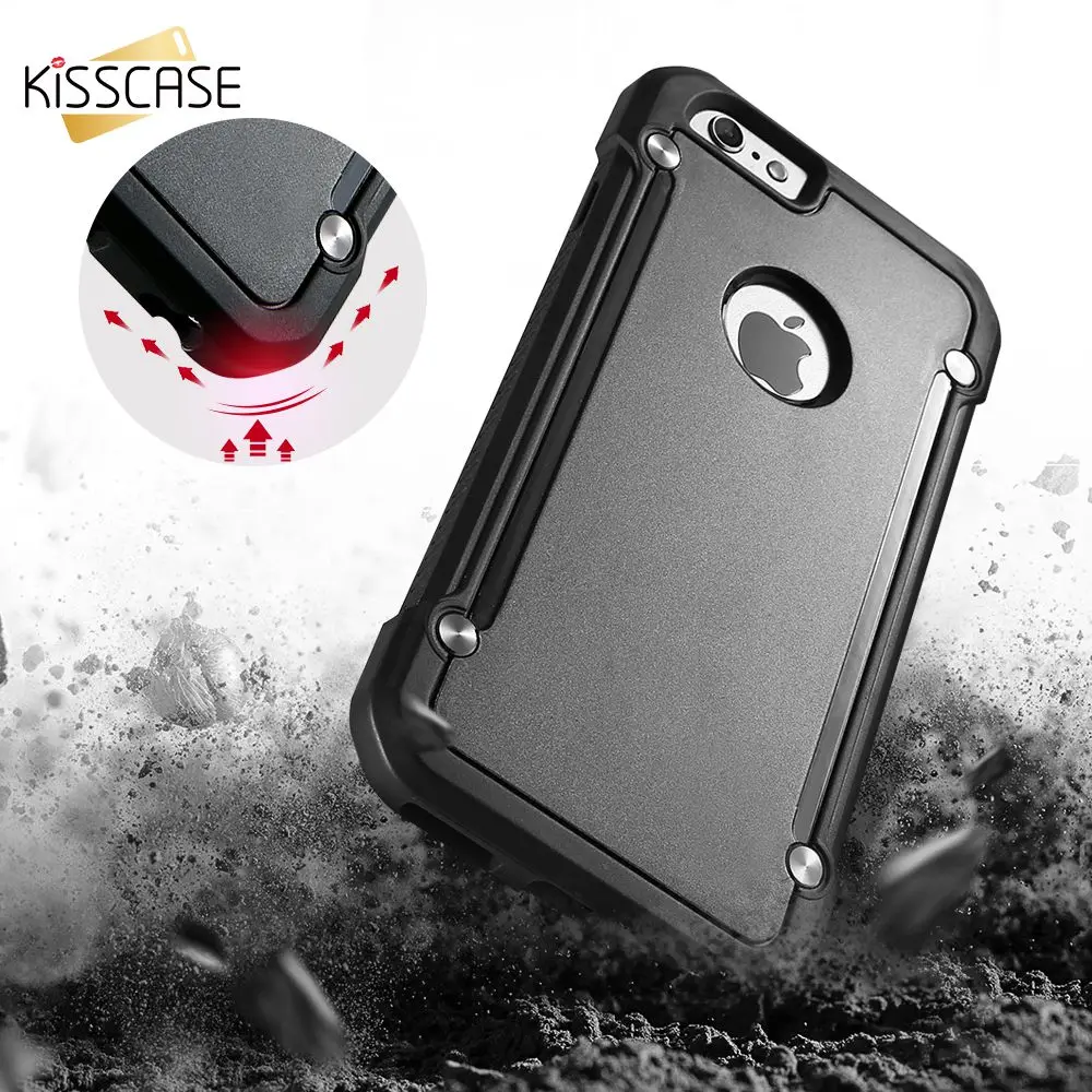 

KISSCASE For iPhone 6 6s 7 8 Plus Case Armor Transparent Hard PC Phone Cases For iPhone 6S 6 7 8 Soft Silicone Protective Cover