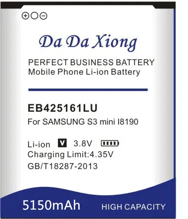 Аккумулятор Da Xiong 5150 мА/ч, EB425161LU Батарея для samsung galaxy s3 mini i8190 i699 ace 2 i8160 S7562 S7562I S7568 i8190N i739 S7580