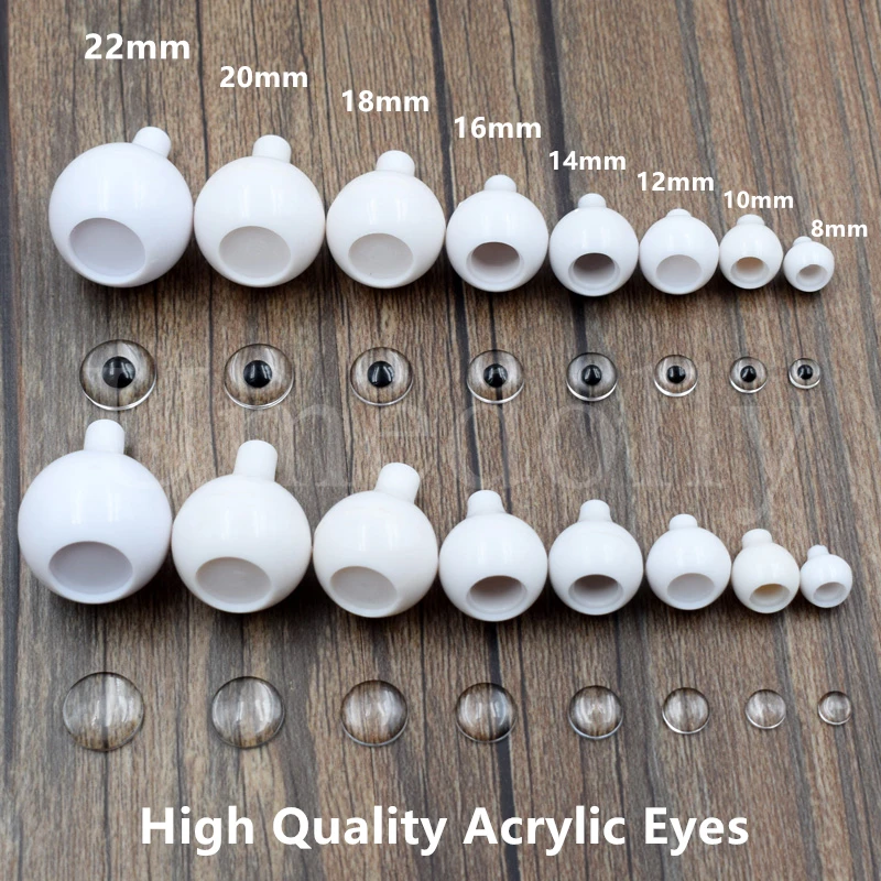 4 Pairs Round Acrylic Doll Eyes DIY Eyeballs 8mm 