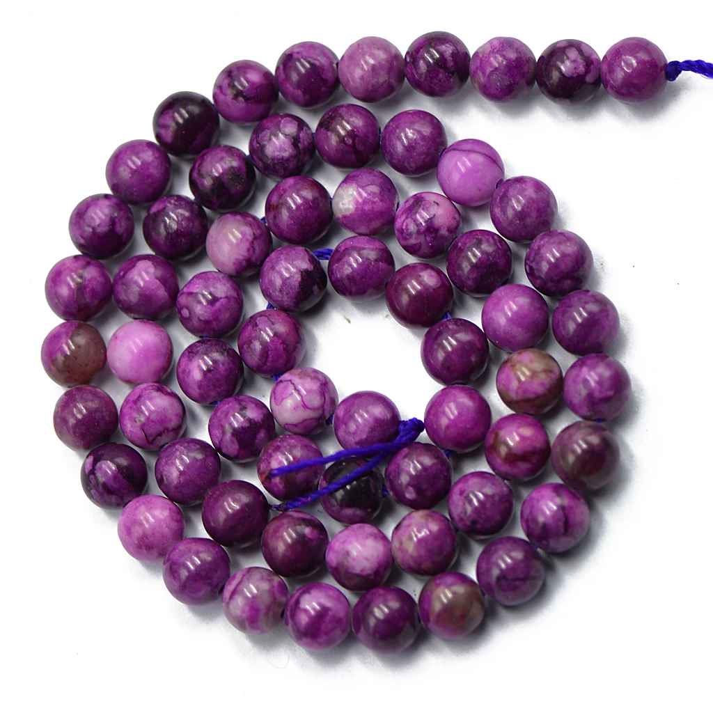 15' Purple Charoite Stone Round Spacer Loose Bead 6mm Jewelry Making Accessories for Necklaces and Bracelets