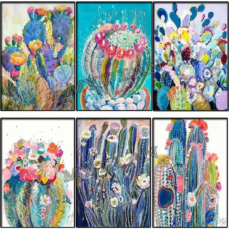 

Oil painting flower full square/round 5D DIY diamond painting"Colorful cactus"Embroidery Pattern Cross stitch kit mosaic decor