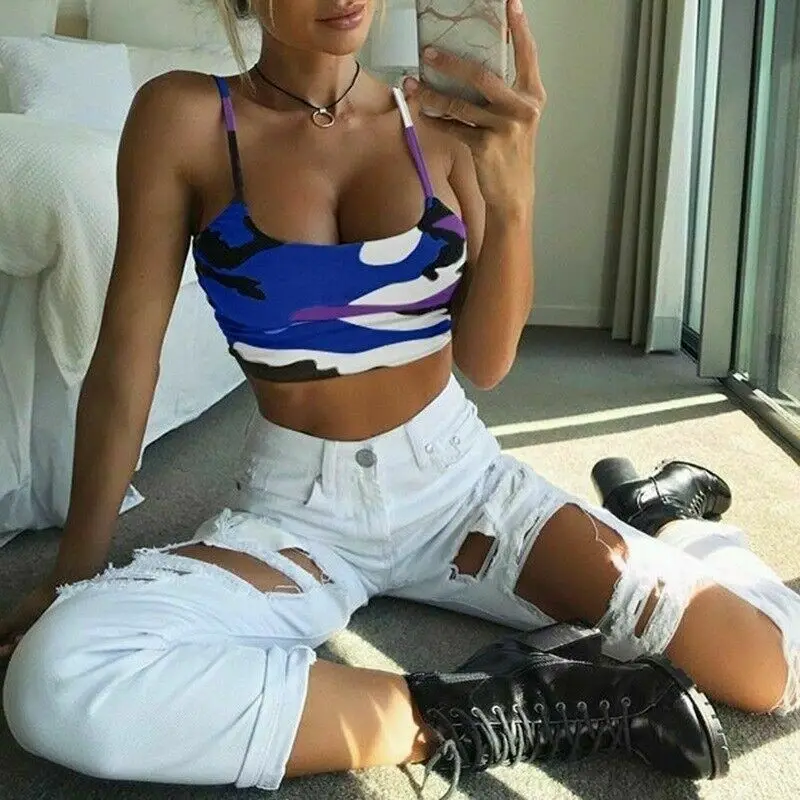 

US Women Sexy Camouflage Crop Top Bustier Tube Tank Tops Cami Tops Vest Blouses