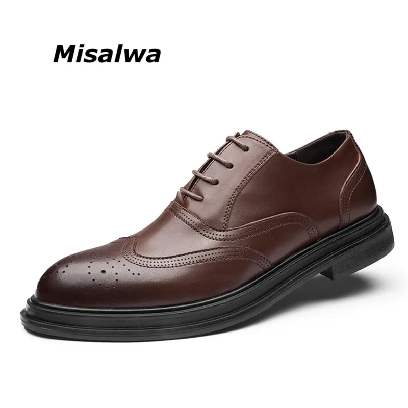 

Misalwa Big Size 38-46 Men Formal Shoes Men Oxfords British Style Men Brogue Shoes Wedding Business Male Footwear Drop Shipping