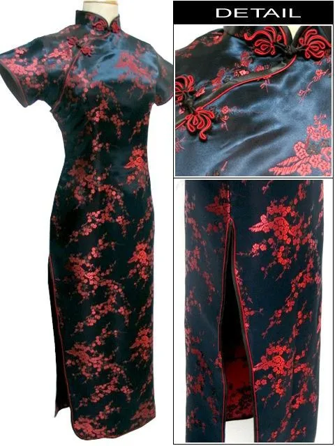 Новое поступление Винтаж Черная Женская атласная Cheongsam классический китайский цветок Длинные Qipao невесты свадебное платье Размеры S M L XL XXL